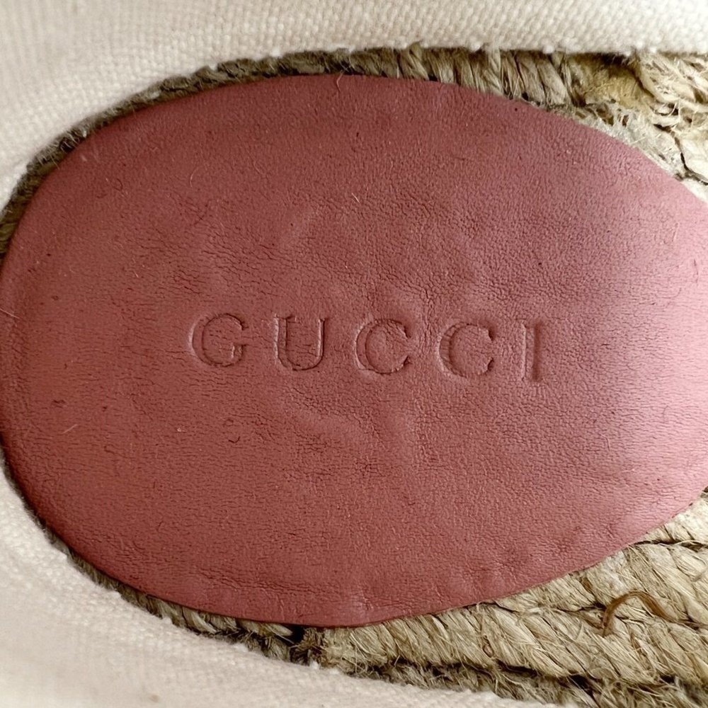 Gucci Pink GG Canvas Espadrille Flats Slip On Shoes 37.5 - Picture 7 of 9